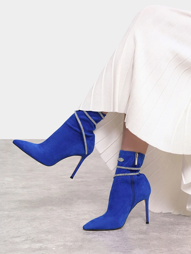 Полусапоги женские демисезонные, цвет синий, искусственный велюр 1398947 | 10