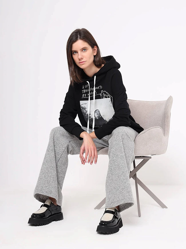 Свитшот с капюшоном женские осень-зима EF12-0048-01 | 8