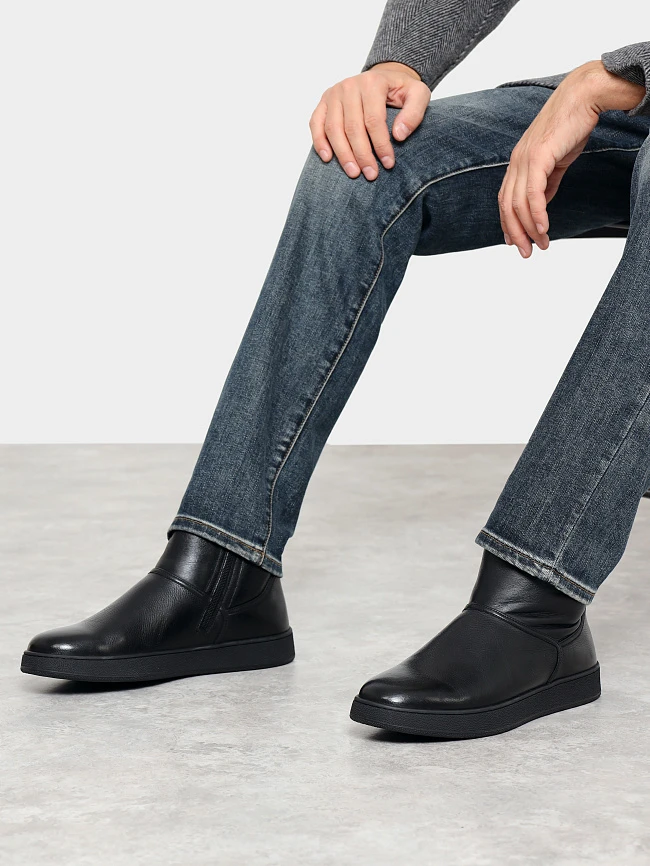 Полусапоги мужские зимние, цвет черный, натуральная кожа M254259M | 10