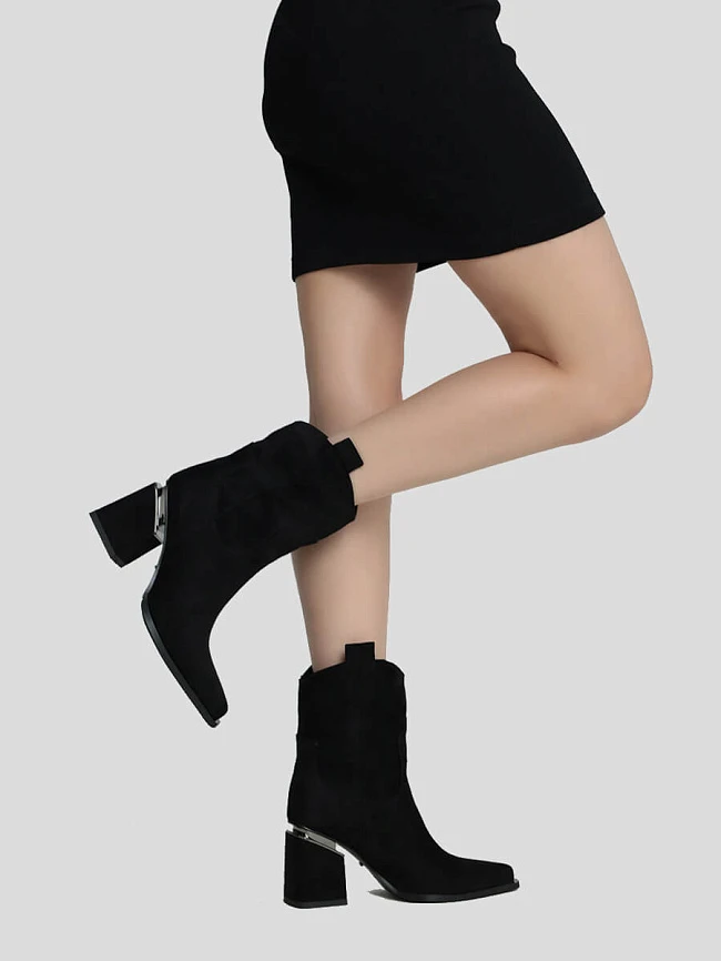 Полусапоги женские демисезонные, цвет черный, искусственный велюр 1847441 | 9