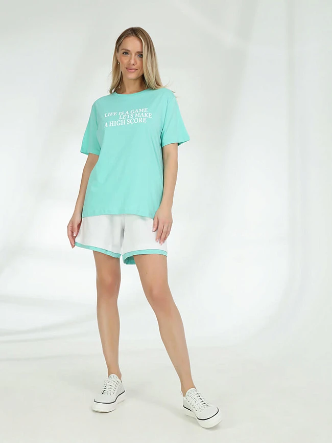 Костюм спортивный (футболка+шорты) женские всесезонные TEset01-21 | 2