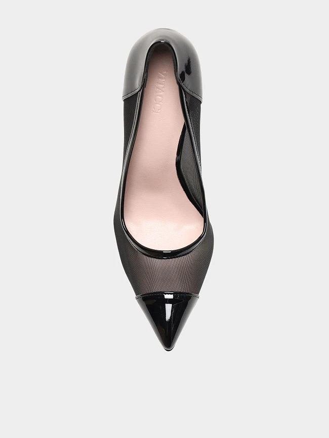 Туфли женские всесезонные, цвет черный, текстиль/искусственная лаковая кожа 6550546 | 4