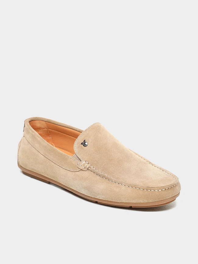 Мокасины мужские летние, цвет бежевый, натуральный спилок M801344 | 2