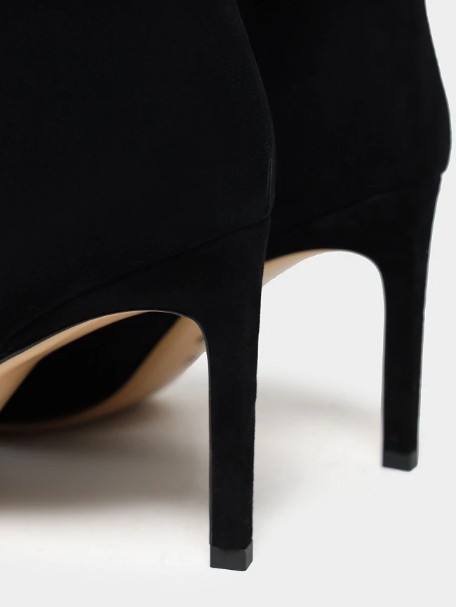 Ботфорты женские демисезонные, цвет черный, натуральный велюр 495553P-1 | 6