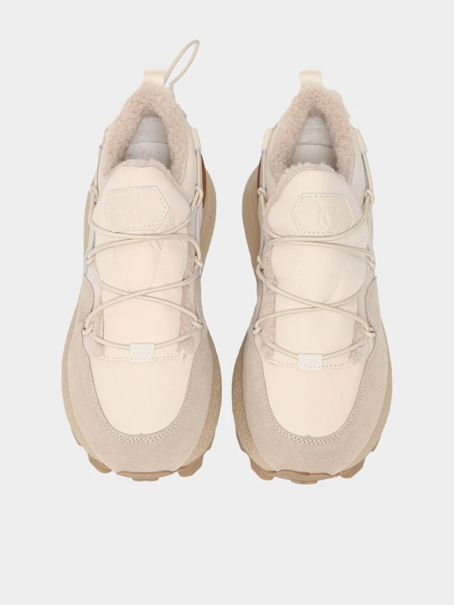 Кроссовки женские зимние, цвет бежевый, натуральный спилок/текстиль/искусственный мех 5270002M | 4