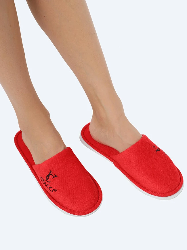 Тапочки унисекс для дома, цвет красный, текстиль SLIP05 | 8