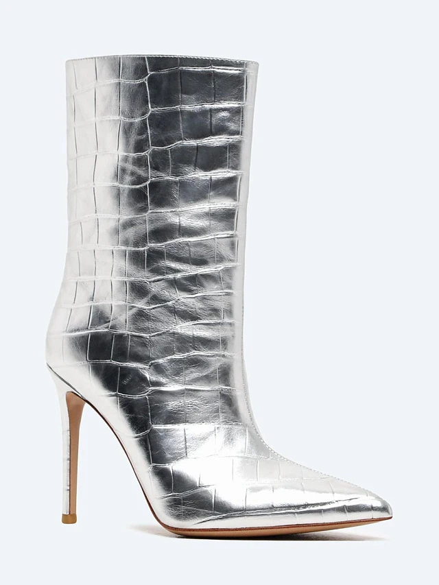 Полусапоги женские демисезонные, цвет серебряный, натуральная кожа 496551-1 | 1