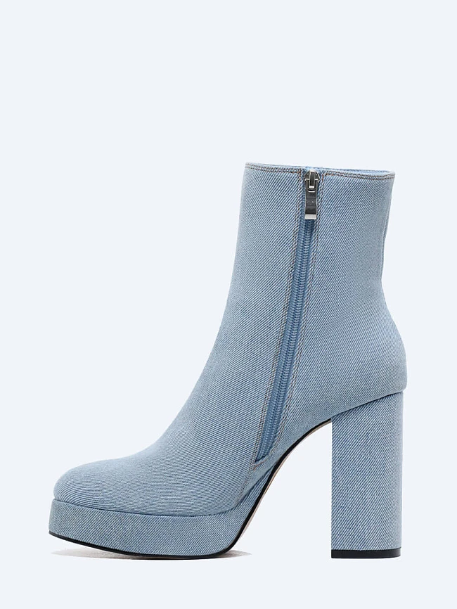 Полусапоги женские демисезонные, цвет голубой, текстиль 2390705 | 3