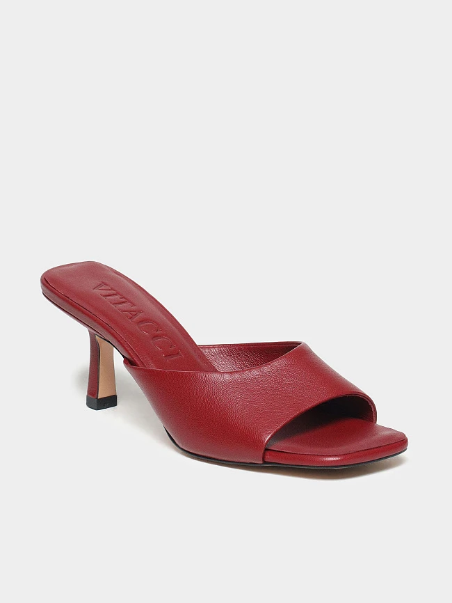 Мюли женские летние, цвет бордовый, натуральная кожа 1731402 | 2