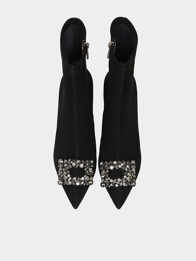 Полусапоги женские демисезонные, цвет черный, натуральный велюр 1820306 | 5