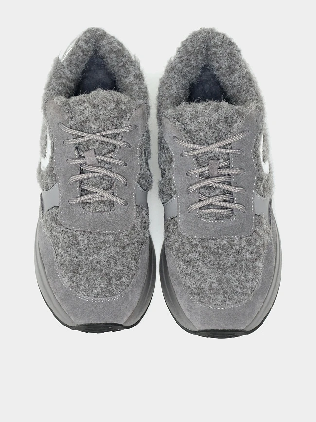 Кроссовки женские зимние, цвет серый, натуральный спилок/шерсть 18410107M | 5
