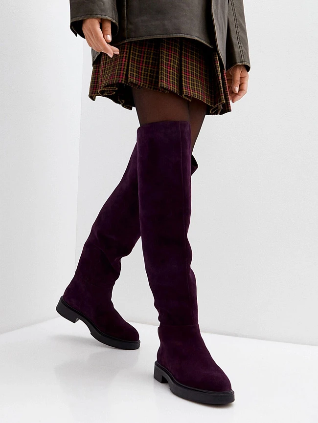 Ботфорты женские демисезонные, цвет бордовый, натуральный спилок 1730218 | 6