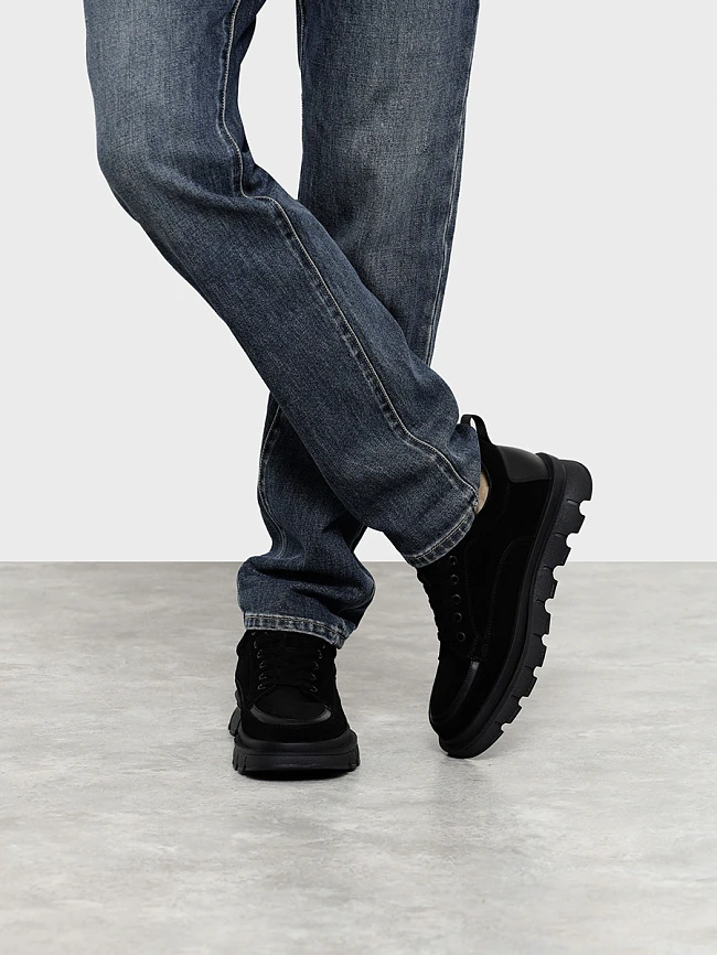 Полуботинки мужские зимние, цвет черный, натуральный спилок/натуральная кожа M1782017M-1 | 8