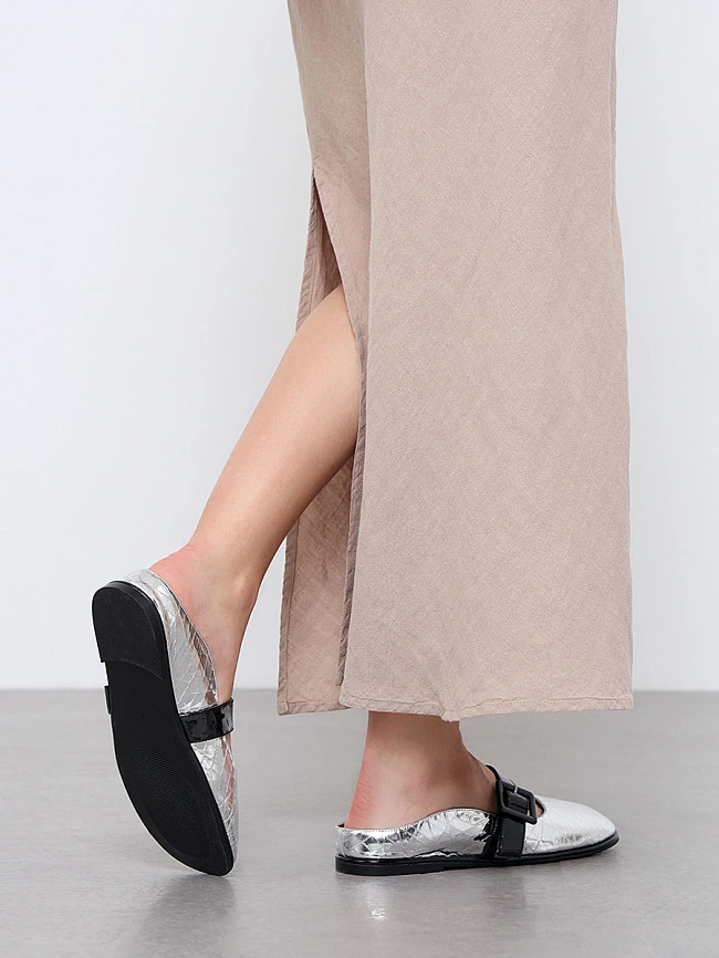 Балетки женские всесезонные, цвет серебряный, натуральная кожа/натуральная лаковая кожа 1849852 | 8