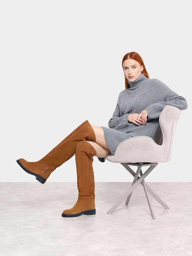 Ботфорты женские демисезонные, цвет коричневый, натуральный спилок 1820419 | 12