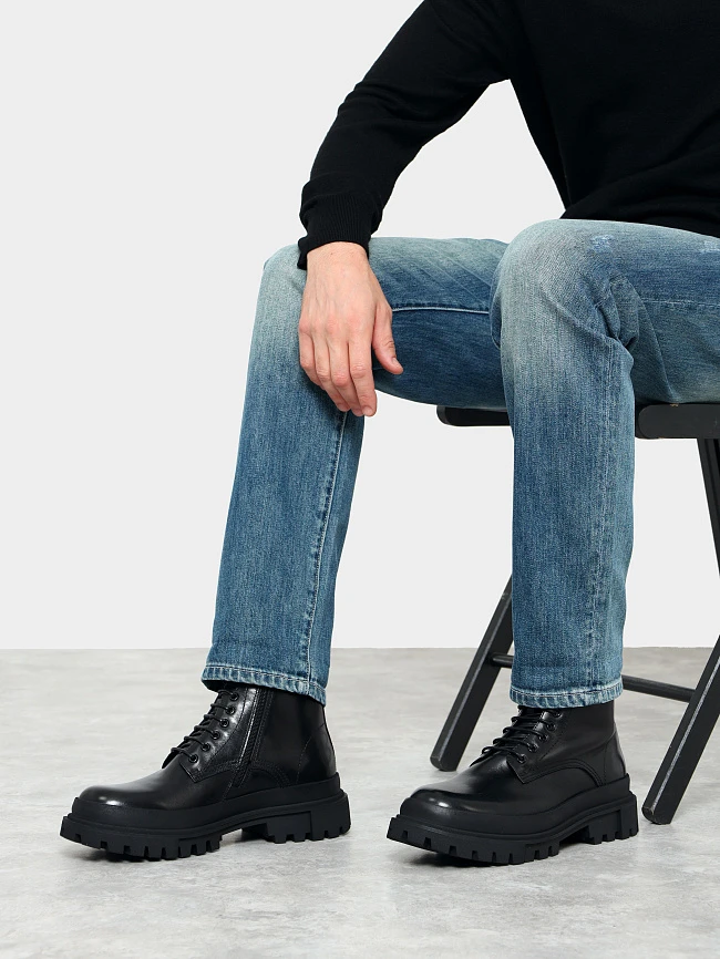 Ботинки мужские демисезонные, цвет черный, натуральная кожа M1023016 | 10