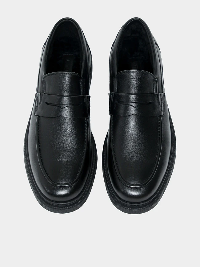 Лоферы мужские всесезонные, цвет черный, натуральная кожа M801000 | 4