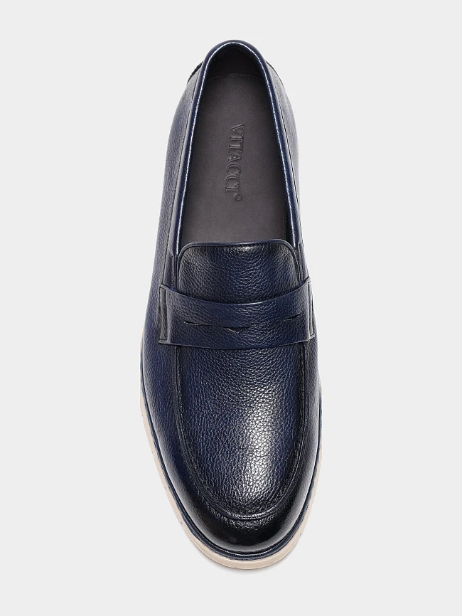 Лоферы мужские летние, цвет синий, натуральная кожа M262288 | 4