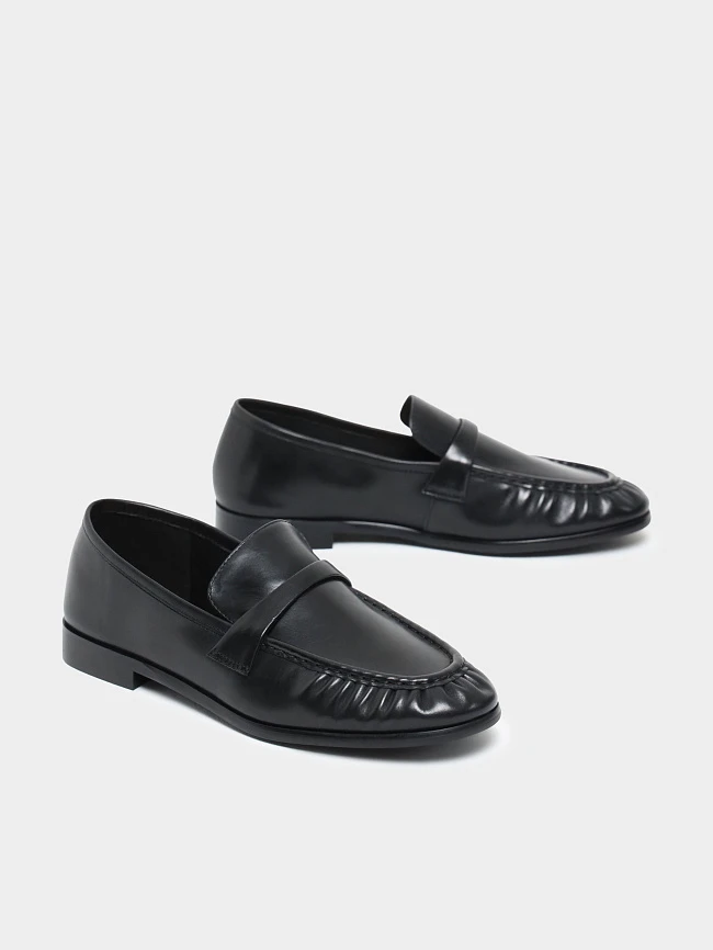 Лоферы женские всесезонные, цвет черный, натуральная кожа 7990170 | 3