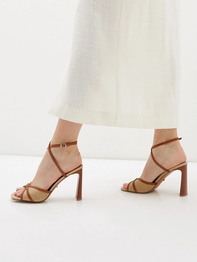 Босоножки женские летние, цвет рыжий, натуральная кожа/текстиль 1821312 | 6