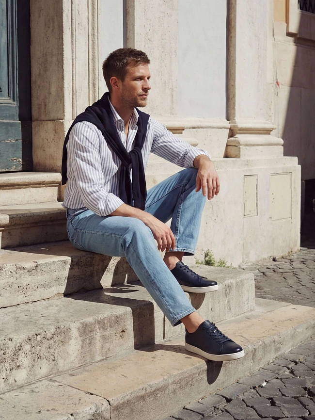 Кеды мужские демисезон; лето;, цвет синий, натуральная кожа M1782780 | 3