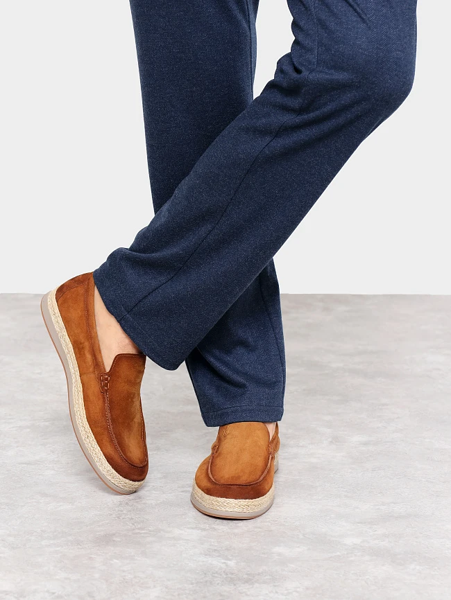 Лоферы мужские всесезонные, цвет рыжий, натуральный велюр M262277 | 7