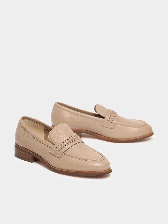Лоферы женские всесезонные, цвет бежевый, натуральная кожа 1820617 | 3
