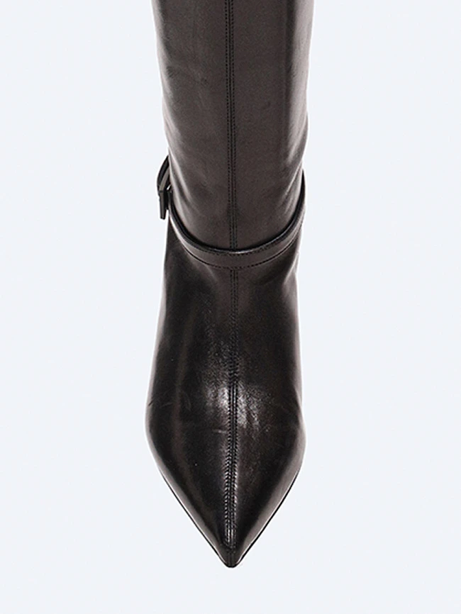 Сапоги женские демисезонные, цвет черный, натуральная кожа 497116 | 2