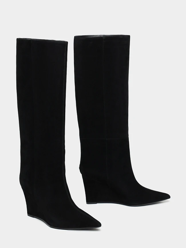 Сапоги женские демисезонные, цвет черный, натуральный велюр 1852807 | 3