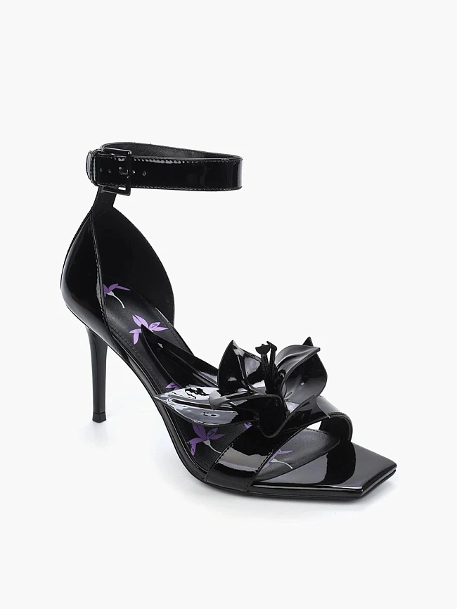 Босоножки женские летние, цвет черный, натуральная лаковая кожа 1494163 | 2