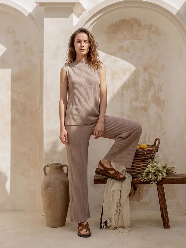 Сандалии женские летние, цвет бежевый, натуральный спилок 497602 | 2