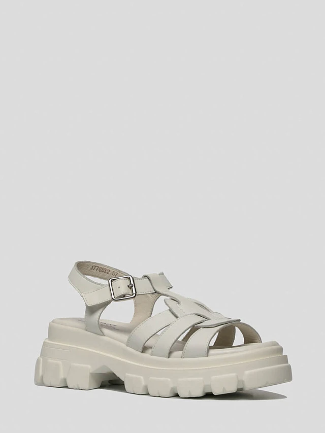 Сандалии 1846681 женские цвет белый, натуральная кожа и полимерные материалы 1846681         | 1