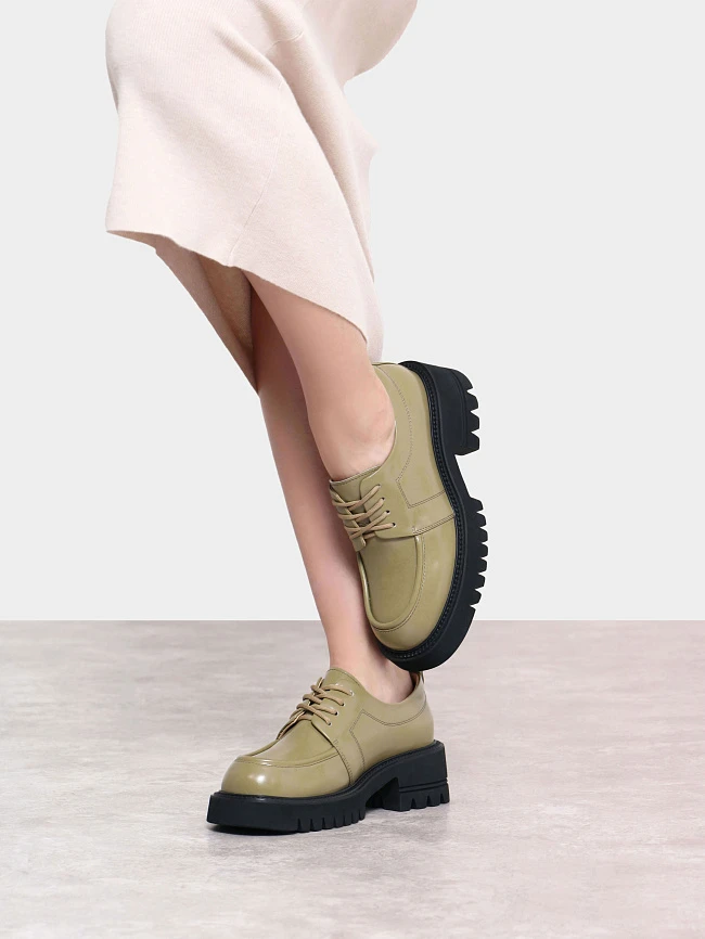 Полуботинки женские всесезонные, цвет хаки, натуральная кожа 1820163 | 10