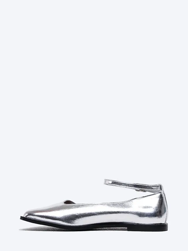 Балетки женские всесезонные, цвет серебряный, натуральная кожа и полимерные материалы 1849716 | 3