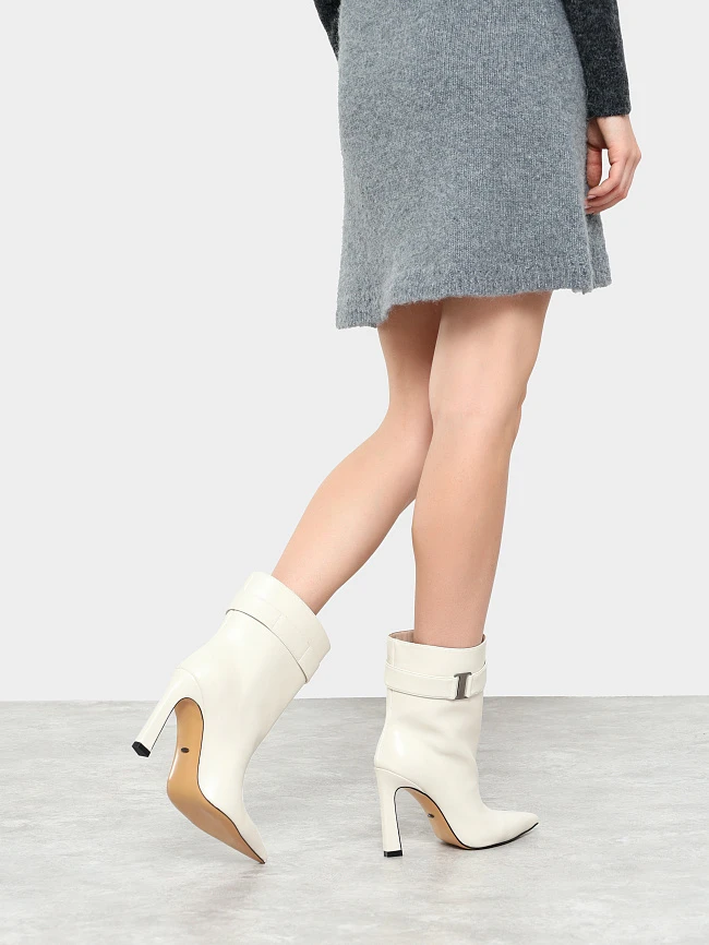 Полусапоги женские всесезонные, цвет молочный, натуральная кожа 6550455 | 8