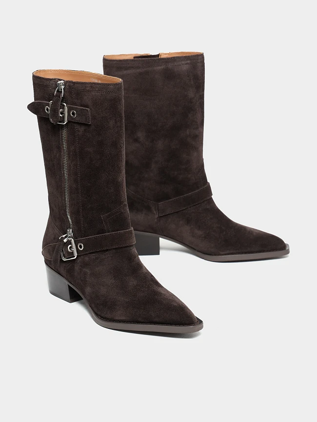 Сапоги женские демисезонные, цвет коричневый, натуральный спилок 1731183 | 3