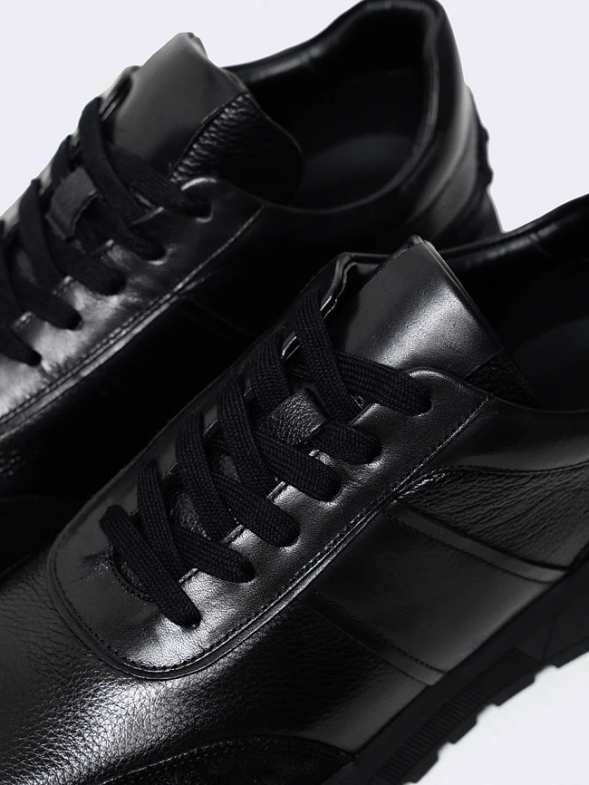 Кроссовки мужские демисезонные, цвет черный, натуральная кожа/натуральный спилок M1782055-1 | 5