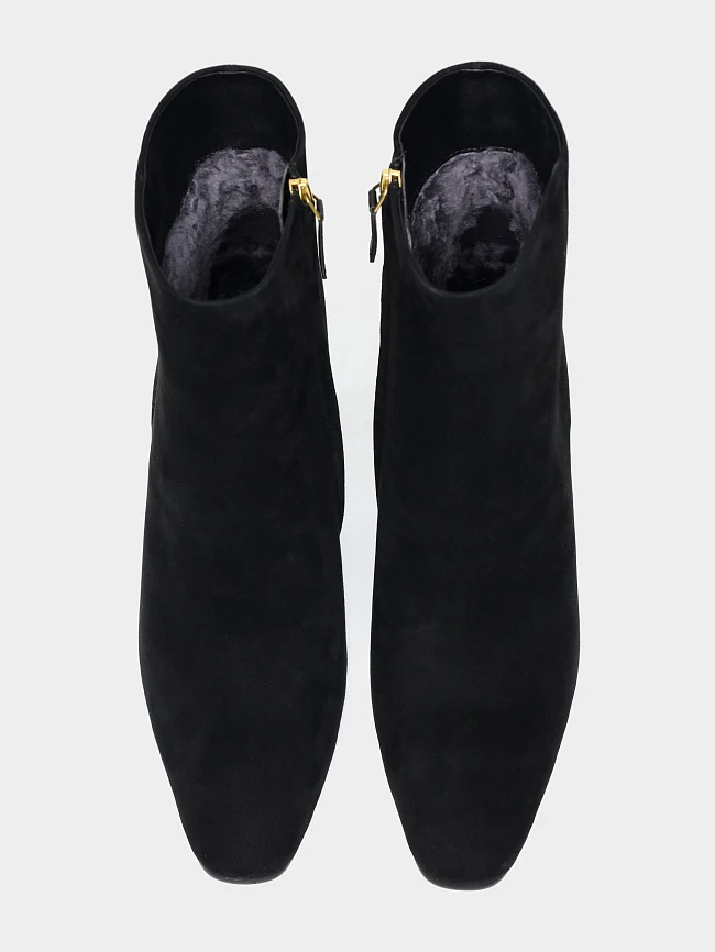 Ботильоны женские зимние, цвет черный, натуральный велюр 1494758M | 5
