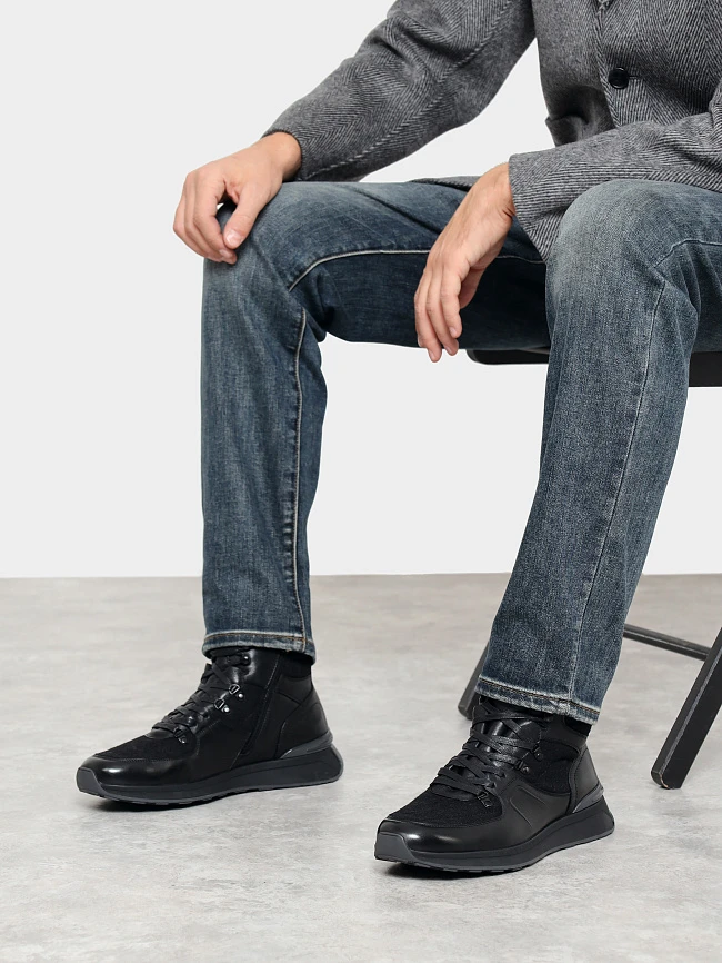 Кроссовки мужские демисезонные, цвет черный, натуральная кожа/шерсть M254222 | 10