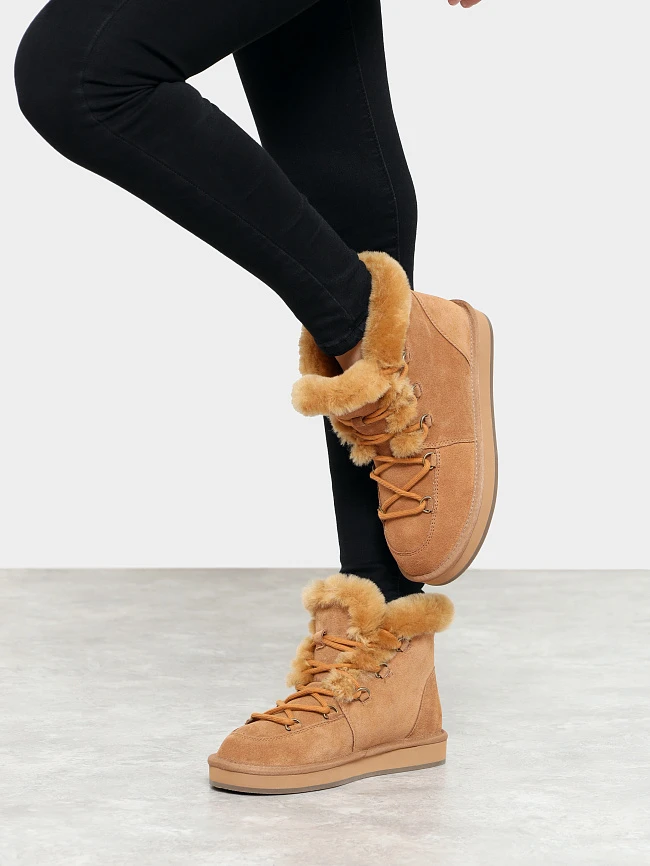 Ботинки женские зимние, цвет рыжий, натуральный спилок 7210437M | 9