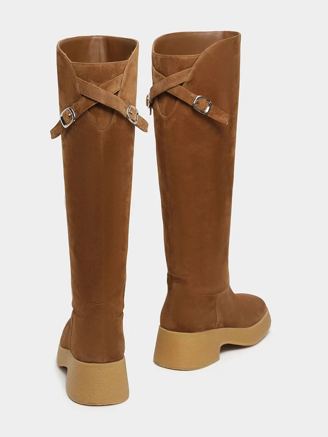 Сапоги женские демисезонные, цвет песочный, натуральный велюр 1730195 | 3