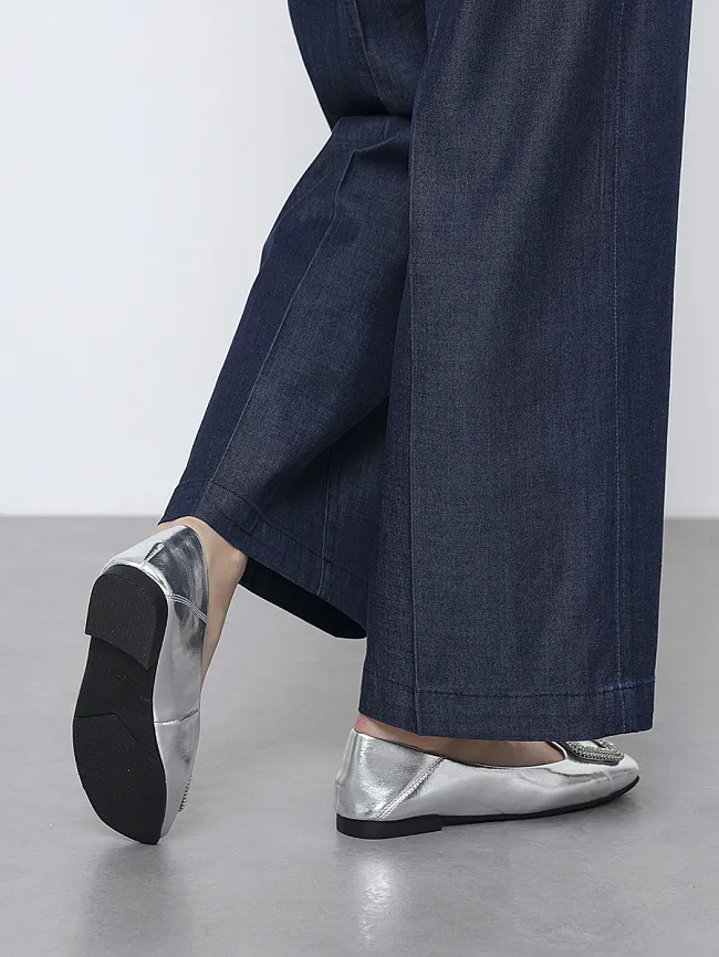 Балетки женские всесезонные, цвет серебряный, натуральная кожа и полимерные материалы 1849944 | 8