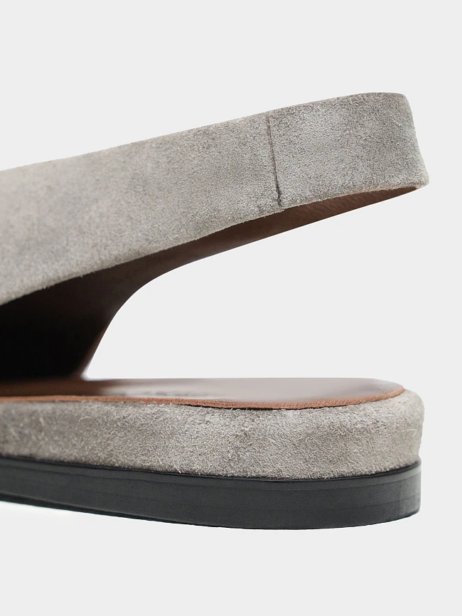 Туфли женские летние, цвет серый, натуральный велюр 7210556 | 2