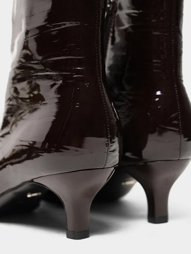 Ботильоны женские всесезонные, цвет бордовый, натуральная лаковая кожа 17VC426 | 6