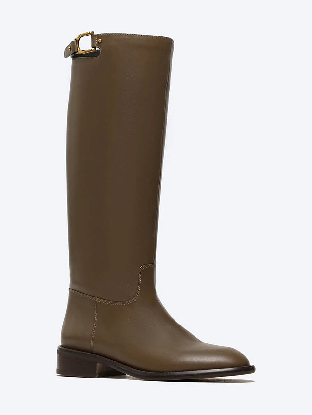 Сапоги женские демисезонные, цвет хаки, натуральная кожа 1493887 | 1