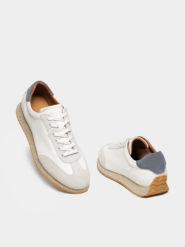 Кроссовки мужские демисезон; лето;, цвет белый, натуральная кожа/натуральный спилок M1782701 | 2