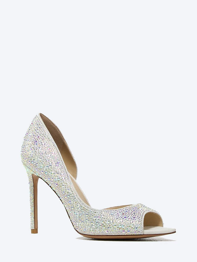 Туфли женские летние, цвет серебряный, натуральный велюр 496057 | 1