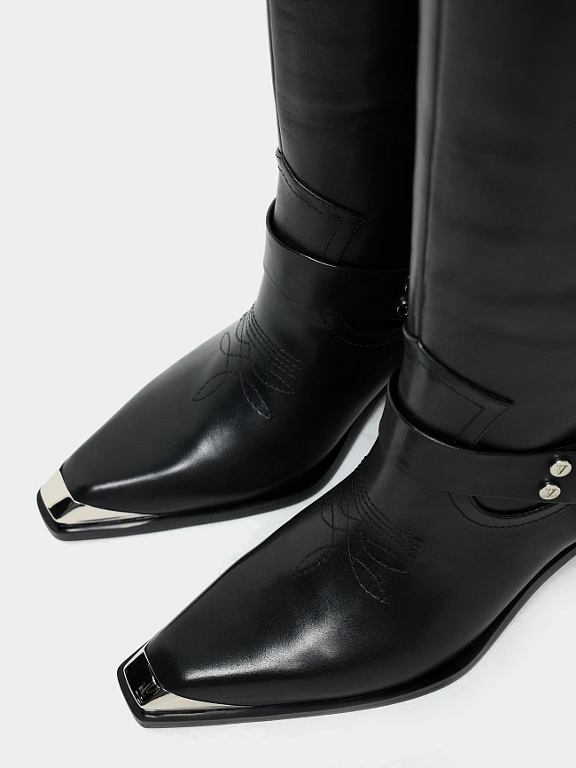 Сапоги женские демисезонные, цвет черный, натуральная кожа 497261 | 6