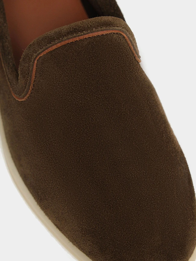 Слипоны женские летние, цвет коричневый, натуральный велюр 1731461 | 5