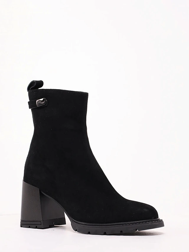 Полусапоги женские зимние, цвет черный, натуральный велюр 1849352M | 1